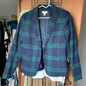 Glen Plaid boyfriend blazer blue green